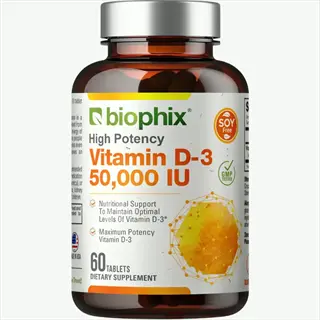 biophix high potency vitamin d-3 50,000 iu tablets (60 count) bottle. 50000 iu vitamin d capsules - soy-free, gmp-certified dietary supplement for optimal vitamin d levels
