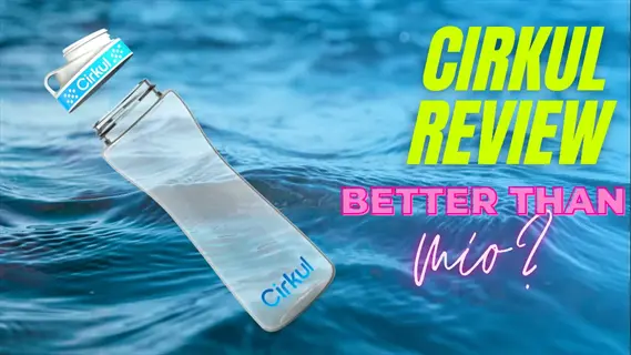cirkul water bottle for fruit flavor infusion review, better than hydro? on blue water background