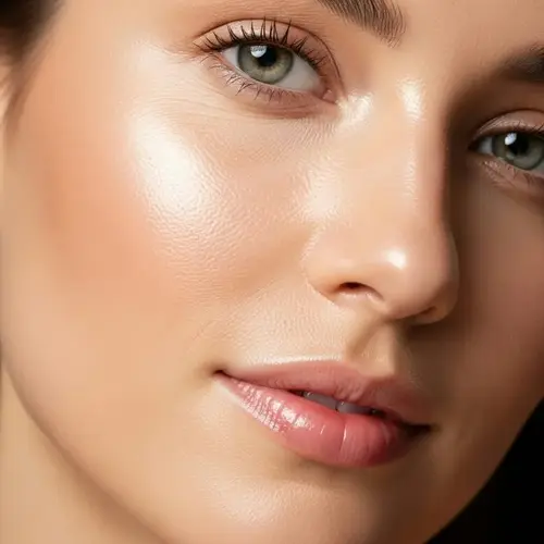 closeup of a woman's face showcasing hydrated glowing skin