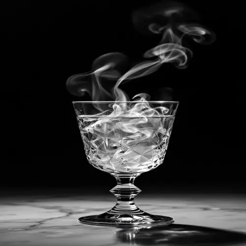 crystal glass with warm water and rising steam against black background
