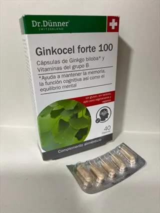 dr. dünner ginkocel forte 100 ginkgo biloba supplement box with capsules, memory and cognitive support product