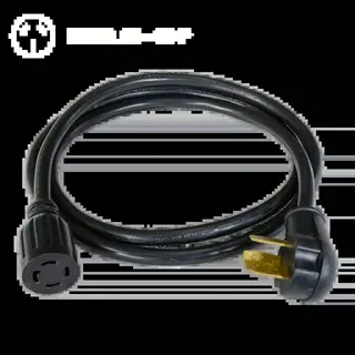 noise machine power cord: black 3-prong plug and 4-pin socket connector with safety certification text, designed for high-wattage devices like white noise machines