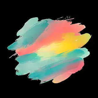 vibrant watercolor brush strokes in teal, pink, and yellow hues blend seamlessly on black background, showcasing painting through fluid artistic technique